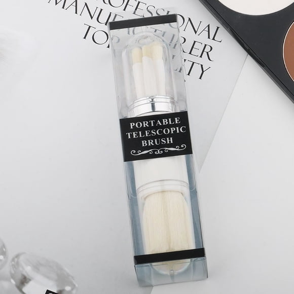 Set de brochas de maquillaje 4 en 1 - Mini base portátil, sombra de ojos, brochas de labios y iluminadores para maquillaje portátil