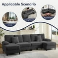 thumbnail image 7 of Mjkone U-Shaped Sectional Sofa, 4 Seats Corduroy Couch with Double Comfy Chaise for Living Room - Dark Gray, 7 of 7