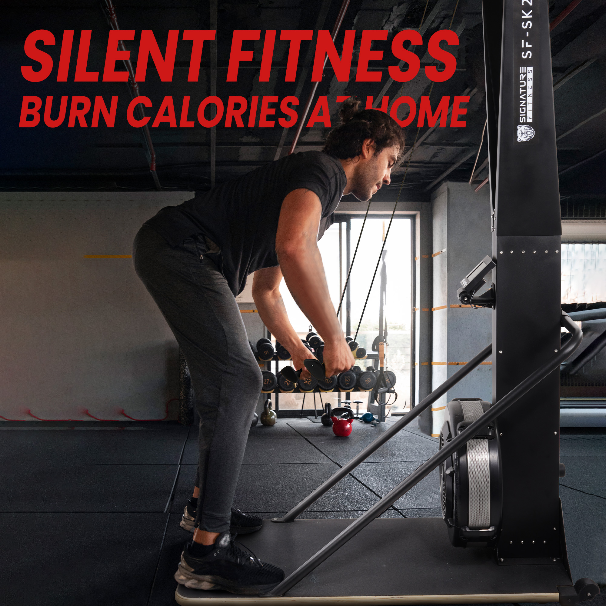 FlexWave Multifunctional home ski training machine - 10 wind speed adjustment, LCD display, durable steel, suitable for full body strength training and skill improvement
