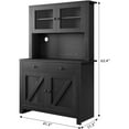thumbnail image 4 of Kitchen Pantry Cabinet with Microwave Stand, Freestanding Hutch Cabinet with Buffet Cupboard, Tall Storage Cabinets with Adjustable Shelves for Kitchen, Dining Room, 4 of 7