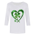 thumbnail image 4 of Up to 65 off!Lolmot St Patricks Day Shirt Women Shamrock Irish 3/4 Sleeeve Tops Lucky Clover Love Heart Shirt Crewneck Three Quarter Funny Blouses, 4 of 4