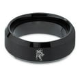 thumbnail image 2 of Tungsten Ram Rams Sheep Goat Band Ring 8mm Men Women Comfort Fit Black Beveled Edge Brushed Polished, 2 of 4