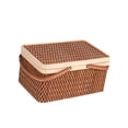 thumbnail image 4 of Cesta de picnic tejida de bambú, resistente, portátil, con tapa y asa. Marrón oscuro, 4 of 7