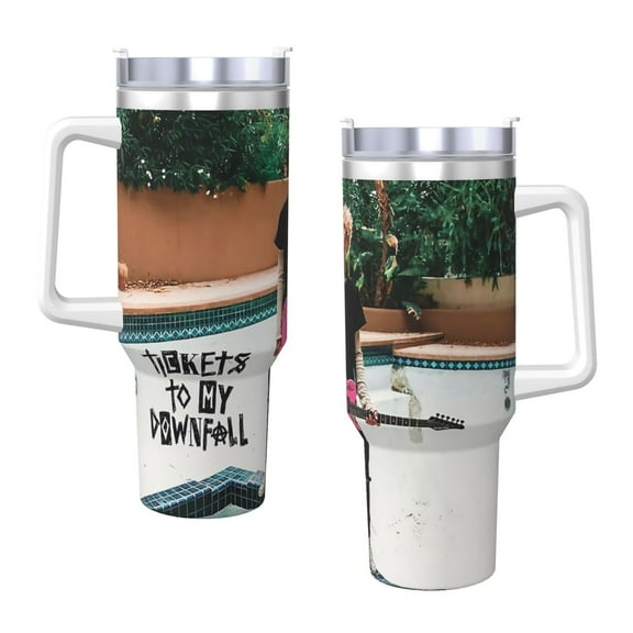 Cover Album Mgk 40 Oz Tumbler With Handle And Straw Double Wall Stainless Steel Sublimation Tumbler With Handle Leakproof,Bpa-Free,Keep Cold Hours