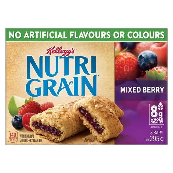 Kellogg's Nutri-Grain Cereal Bars 295g - Mixed Berry, 8 Bars, 295g, 8 bars