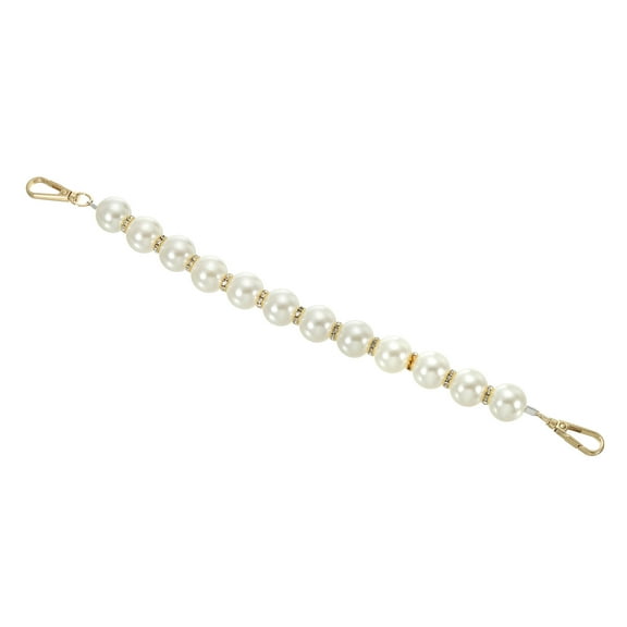 Imitation Pearl Bead Purse Chain 13.6" for DIY Handbag Chain Replacement, Light Gold