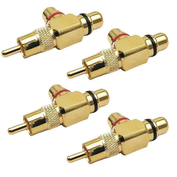 4x RCA 1 in 2 Lotus Adaptor Dual Female for Audio Video AV TV Cable Convert