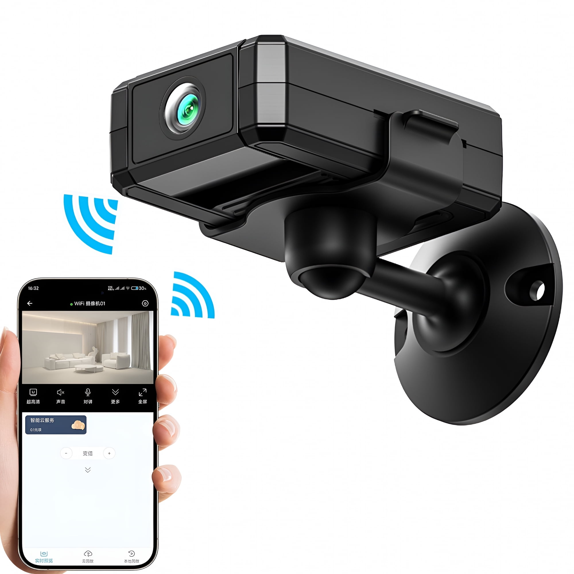 GJX Spy Camera,Hidden Camera Mini Security Camera,Nanny Cam with 180° Rotating Lens,Wifi Wireless Surveillance,Motion Detection,Auto Night Vision