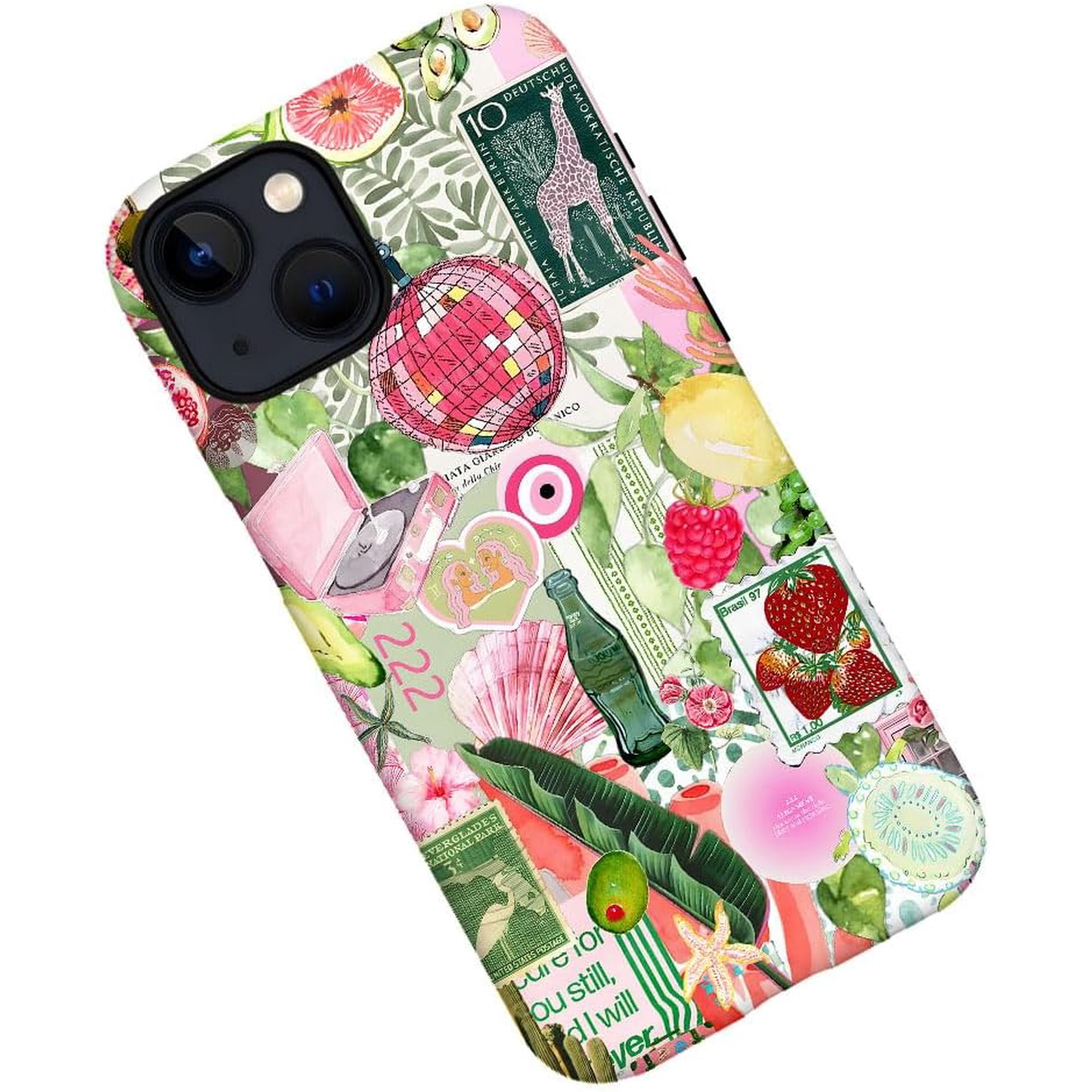 Case for iPhone 13, Fruit Lemon Leaf Collage Phone Case Military-Grade Drop Protection Cover for Women Girl - Frosted