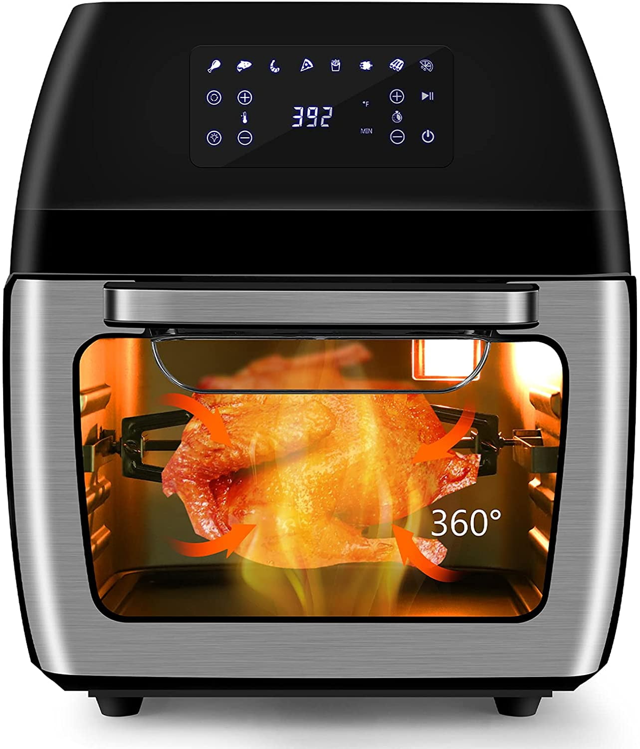 Air Fryer, 12 L (12.7 qt) Air fryer Oven with Rotisserie Function, 10 in 1  Electric Hot Oven with 8 Cooking Accessories and Recipe, 1700W Air Fryer
