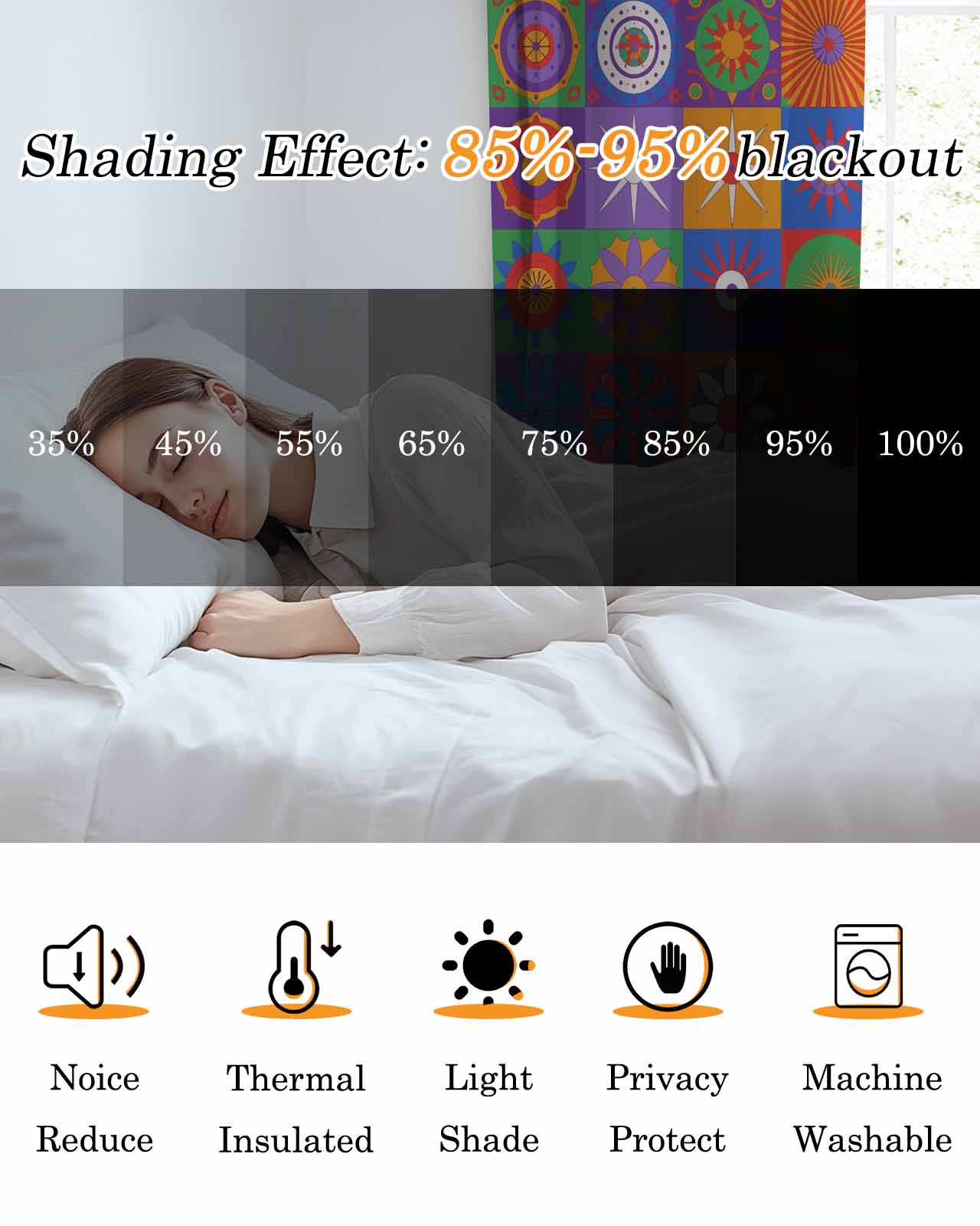 Colorful Abstract Floral Blackout Curtains for Bedroom Living Room, Countryside Flower Plaid Ethnic 39 In Long Thermal Insulated Room Darkening Drapes Grommet Window Treatments, 27.5 x 39 In
