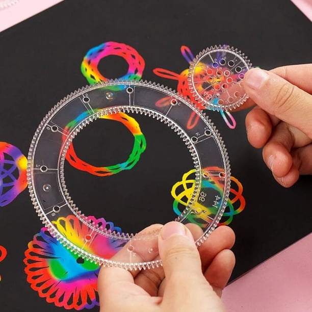 Funny Spirograph Drawing Toys Set Interlocking Gears & Wheels