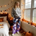 thumbnail image 4 of Garbnen Halloween Fleece Pajama Pants for Women Pumpkin Ghost Graphic Women Lounge Pants Comfy Fuzzy Fall Winter Warm Wide Leg Sleeping Pants Women, 4 of 6