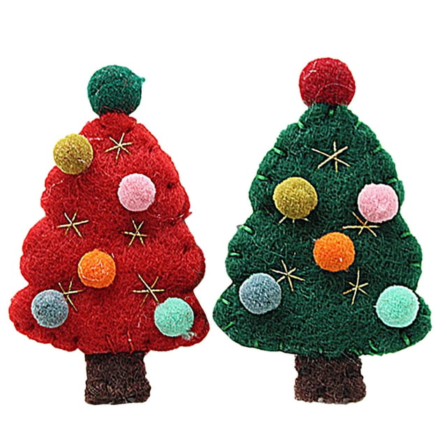 Bangcool 2PCS Christmas Craft DIY Xmas Tree Pom Pom Brooch Accessories Hair Accessories