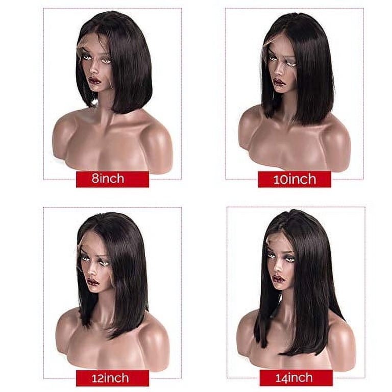 1b Short Straight Bob Wigs Natural Black 13x4 Lace Front Wig  display picture 1
