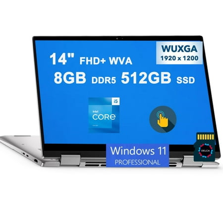 Dell Inspiron 14 7000 7430 2-in-1 Laptop | 14" FHD+ WVA Multi-Touch | 13th Gen 10-core i5-1335U (>i7-1255U) | 8GB DDR5 512GB SSD | Fingerprint Backlit Thunderbolt HDMI FHD Webcam Win11Pro Silver