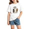 thumbnail image 2 of Zylarhe Girls Halloween Tops Short Sleeve Crewneck T Shirt for Casual Summer Fun Graphic Shirt for Kids White 5-6 Years, 2 of 4