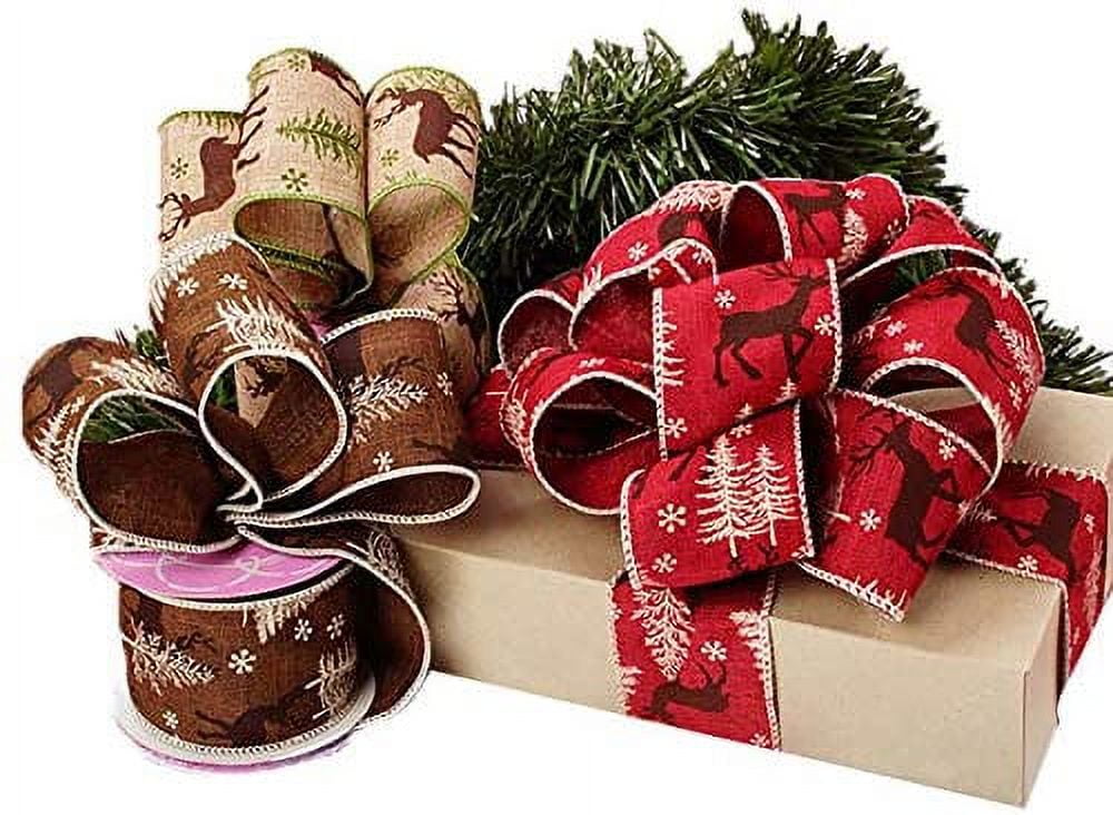 Holiday Wired Christmas Tree Ribbon - 2 1/2 x 10 Yards, Red