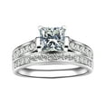 thumbnail image 2 of YYKihy 2Pcs White Square Diamond Ring White Zircon Crystal Ring Couple Ring Set Fashion Couple Diamond Ring Luxury Women Marriage Proposal Zircon Ring 5 12, 2 of 8