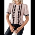 thumbnail image 2 of Blusas de Trabajo para Mujer, con Botones, Larga, Cuello en V, Encaje, Informal, Abotonada, Camisas de Moda de Otoño, Rosa, XL, 2 of 10