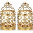 thumbnail image 1 of 2 Pieces Small Bird Cage Lantern Hanging Metal Tealight Holder, Gold Lanterns for Candles, Centerpieces, Vintage Wedding Party, Light Holder, Tea Ligh, 1 of 3