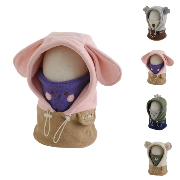 Kids Balaclava Hat with Face Mask Thickened Windproof Knit Soft Warm Cold Weather Hat for Toddler Boys Girls Kids Cold Weather Gear