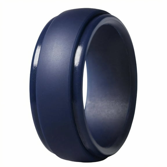 DESIGNICE Silicone Rings for Him,Cool Sensation Men Silicone Wedding Bands,Spray-Coated Finish Rubber Ring,Blue