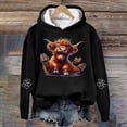 thumbnail image 2 of Hoodie For Women Casual Sweatshirts Oversized Highland Cow Print Country Western Long Sleeve Hooded Christmas Farm Fall Pullover Sweater, 2 of 3