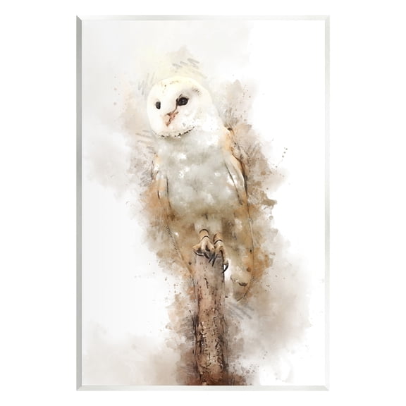Stupell Perched Barn Owl Wildlife Animals & Insects Painting Wall Plaque Unframed Art Print Wall Art