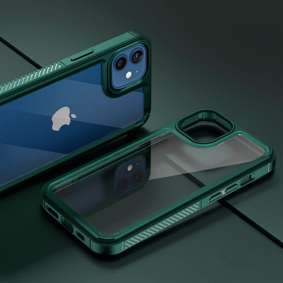 Case for iPhone 11 6.1 inch, Transparent Slim Shockproof Hard PC Back Case with Soft Anti-Slip TPU Edge Anti-Scratch Non-Fingerprint Protector Ultra Thin Clear Protective Phone Cover - Green