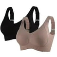 thumbnail image 1 of Sports Bras For Women Comfortable Ribbed Wireless Bralettes Adjustable Padded Everyday Bra 2PC, 1 of 7