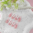 thumbnail image 3 of Green Press on Nails Medium Almond Fake Nails with Ladybug 3D Water Drops Patterns Design Glue on Nails Green Full Cover False Nails Press ons Glossy Stick on Nails for Women Girls 24Pcs Green Pearl, 3 of 4