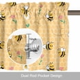 thumbnail image 6 of Cartoon Style Bees Valance Curtain for Windows Yellow Honeycomb Cute Animal and Flowers Rod Pocket Curtain Valances Short Window Treatments Panels for Kitchen Bathroom Laundry Basement 60 x 18 Inch, 6 of 9