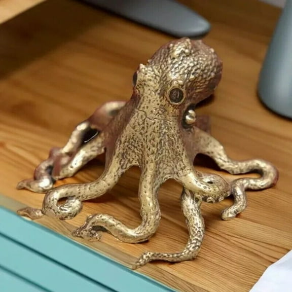 Brass Octopus Figurine Small Statue Home Office Decoration Animal Figurines~