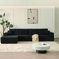 thumbnail image 2 of Yardi Yarda 139.3" Modular Sectional Sofa, Boneless Couch, Cloud Couch with Ottoman & 2 Pillows, Perfect for Indoor, Black, 2 of 12