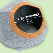 Kitty City Large Felt Cat Cave with Faux Leather Trim, Washable Cushion, Gray