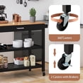 thumbnail image 5 of ANPOO 3 Tier Kitchen Island Carts on Wheels with Storage, Mobile Rolling Cart with Large Capacity Storage Drawers, Towel Rack, Rubber wood Top, for Kitchen and Dining Room, 5 of 7