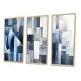 thumbnail image 3 of Designart "Retro Navy Blue Cubist Dreams II" Modern Geometric Framed Wall Art Set Of 3 - Blue Abstract Frame Canvas Set For Living Room Decor, 3 of 6