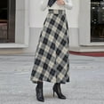 thumbnail image 5 of TIANZEN Autumn High Waist Plaid Swing Skirt For Party Casual Loose Fit Long A Line Flowy Skirt plus Size Leather Skirt Fitted Bed Skirt, 5 of 5