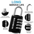 thumbnail image 3 of Delswin 4-Digit Gym Locker Lock - 8 Resettable Combo Locks For Toolbox School Locker Travel Luggage Backpack Gate Shed, 3 of 4