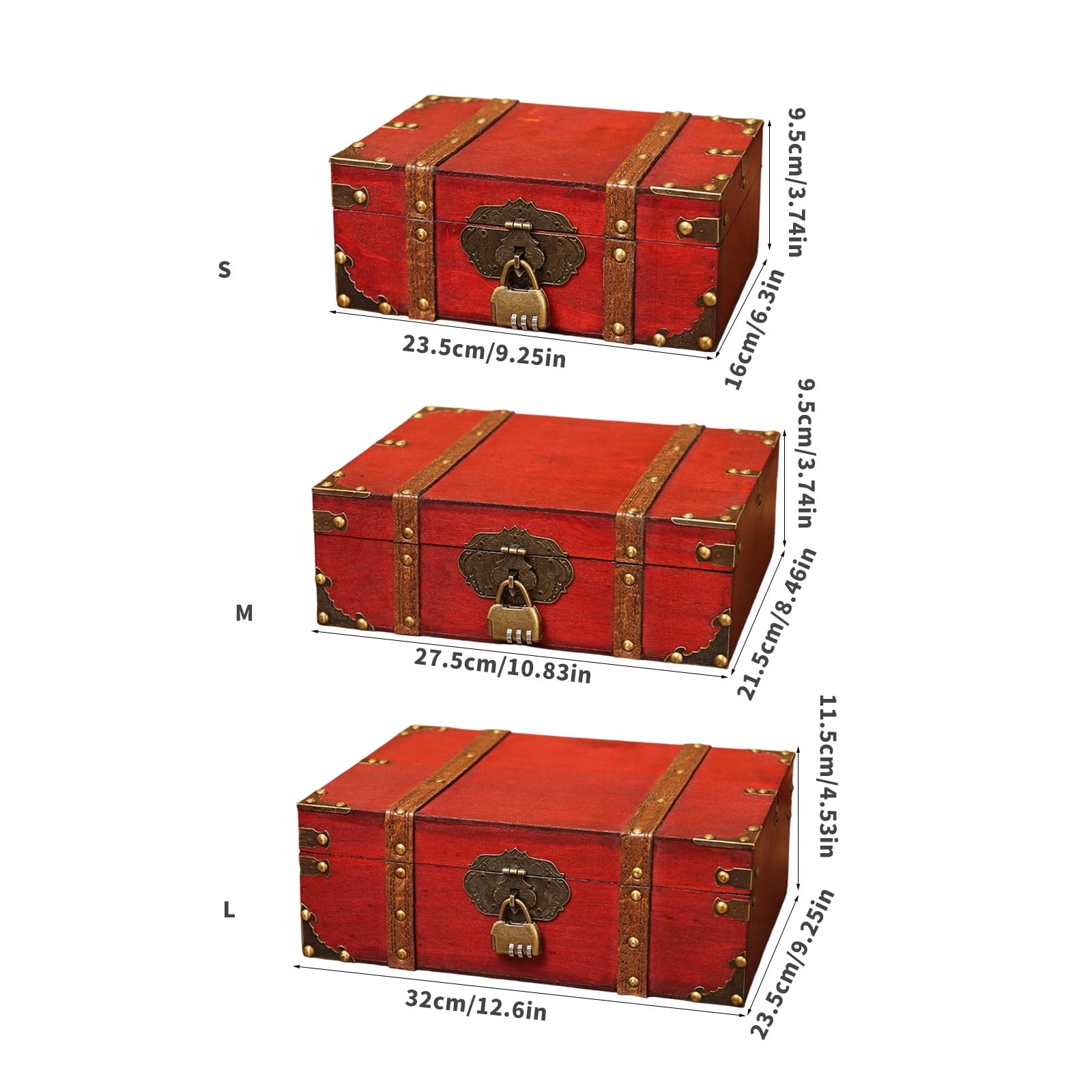 Multipurpose Wooden Storage Box with Retro Hardware for Organizing Cards Photos Jewelry and Collectibles