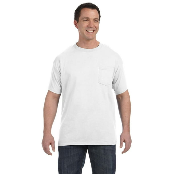 Hanes The Hanes Mens 61 Oz Tagless Pocket T Shirt White 2xl
