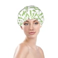 thumbnail image 2 of Asparagus print green Shower Cap, Double Layers Shower Cap Rreusable Waterproof, Elastic Bathing Hair Hat for Women, Washable Hair Cap for All Hair Lengths, 2 of 5