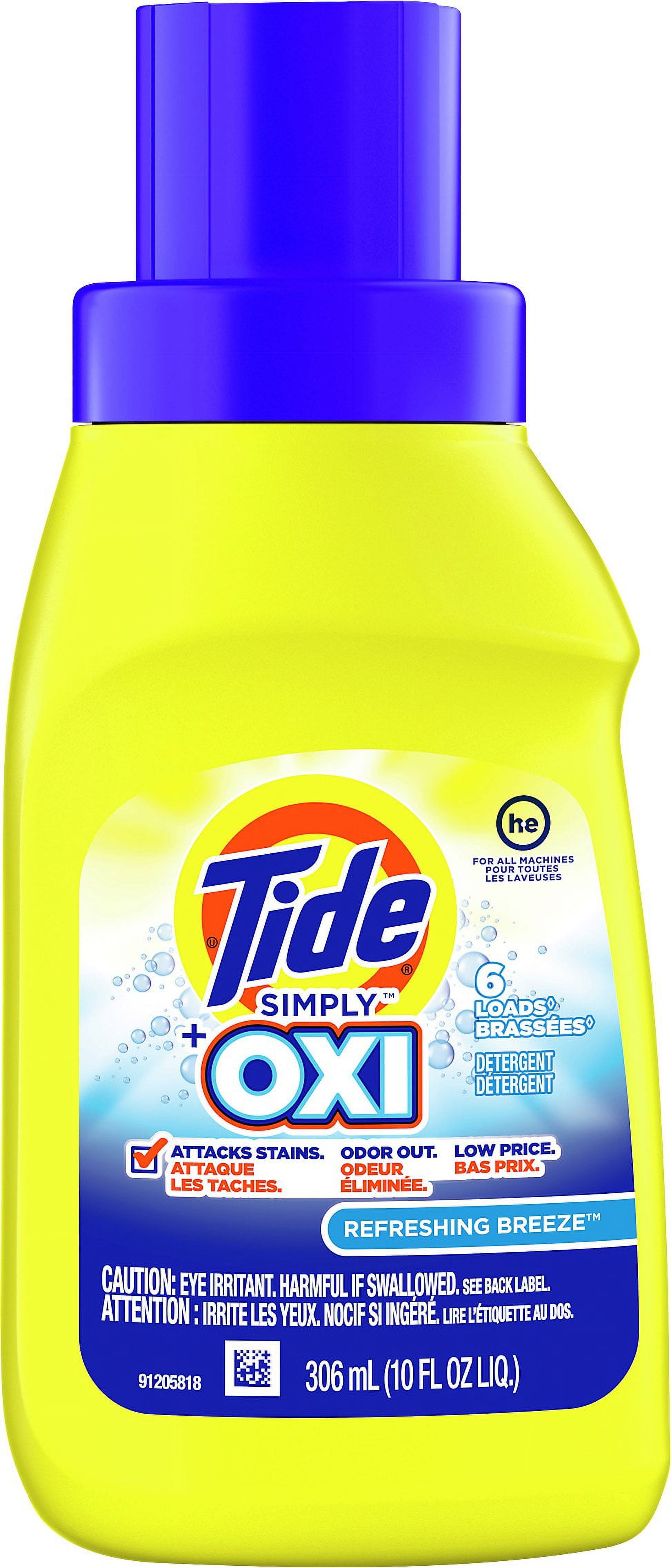 Tide, Simply + Oxi Liquid Laundry Detergent 10 fl oz, Refreshing
