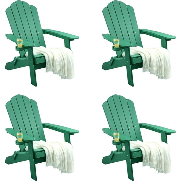 YITAHOME Folding Adirondack Chair Set of 4, Heavy Duty Foldable Plastic