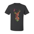 thumbnail image 2 of Trippy Colorful Buck Head Rainbow Hunting Deer Mosaic Animal Lover Men's Graphic T-Shirt, Charcoal, X-Large, 2 of 3