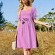 thumbnail image 5 of Vestido de manga corta con paisaje de ciudad esmeralda Cóctel de vestidos vestido mujer verano, 5 of 8