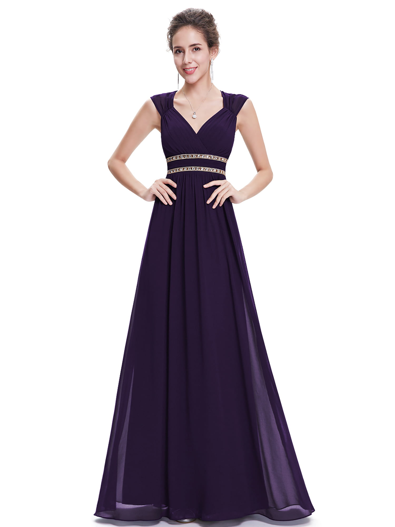 Ever-Pretty US Women's A-Line Cap Sleeve Long Evening Party Prom Dresses Gowns