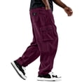 thumbnail image 2 of WJOSBXT Cargo Pants Mens Drawstring Corduroy Pants 2026 Wide Leg Baggy Joggers Multi Pocket Loose Lightweight Straight Leg Hiking Trousers 3XL, 2 of 9