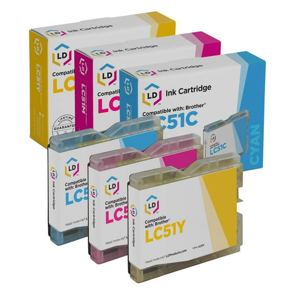 LD Products Compatible Ink Cartridge Replacement for Brother LC51 (Cyan, Magenta, Yellow, 3-Pack)